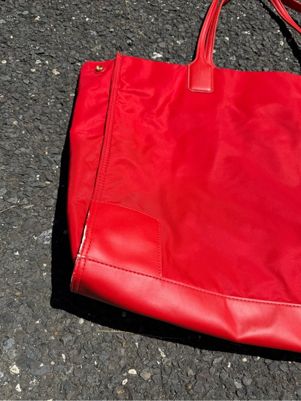 Tory Burch Ella Red Nylon Logo Tote